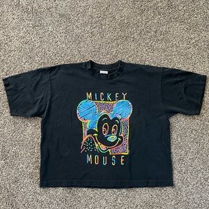 Vintage Mickey Mouse Neon Color Pop Crop Top Body Glove One Size Fits Most